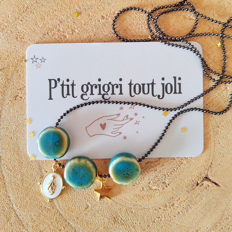 Collier grigri vierge et étoile – Image 3